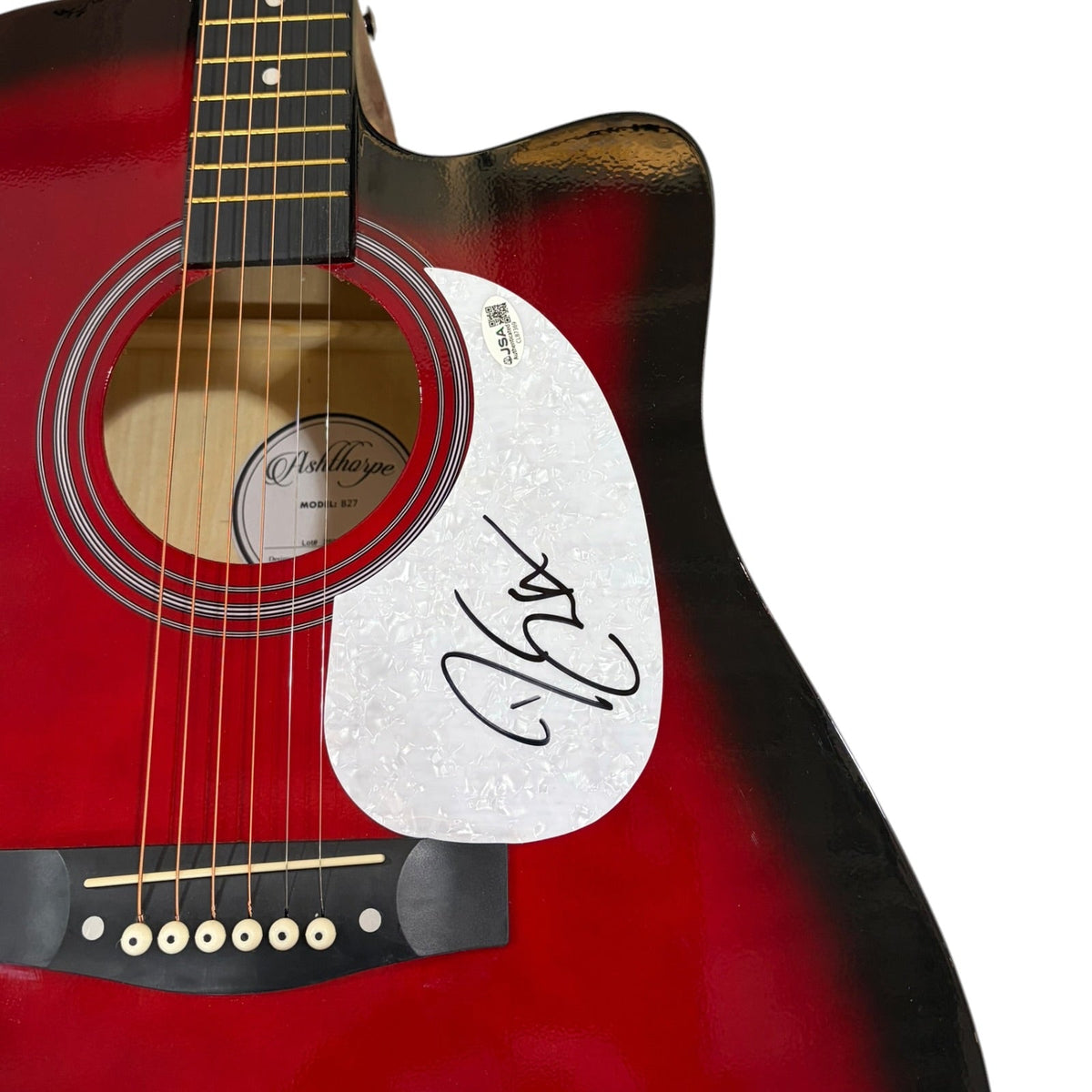 Darius Rucker Red Acoustic Guitar with Autograph - JSA | Collectible Memorabilia-Powers Sports Memorabilia