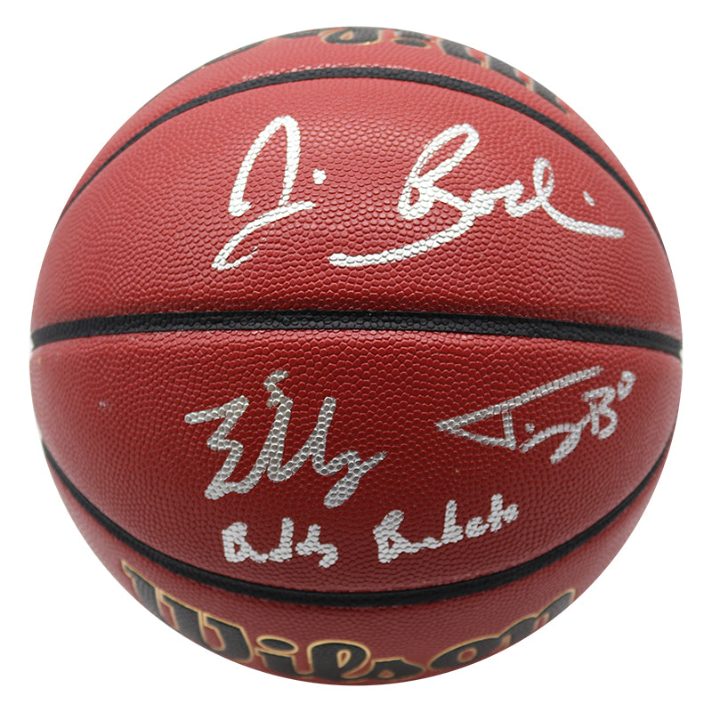 Jim Boeheim, Buddy Boeheim Inscr. "Buddy Buckets" & Jimmy Boeheim Triple Signed Wilson NCAA Replica Basketball-Powers Sports Memorabilia