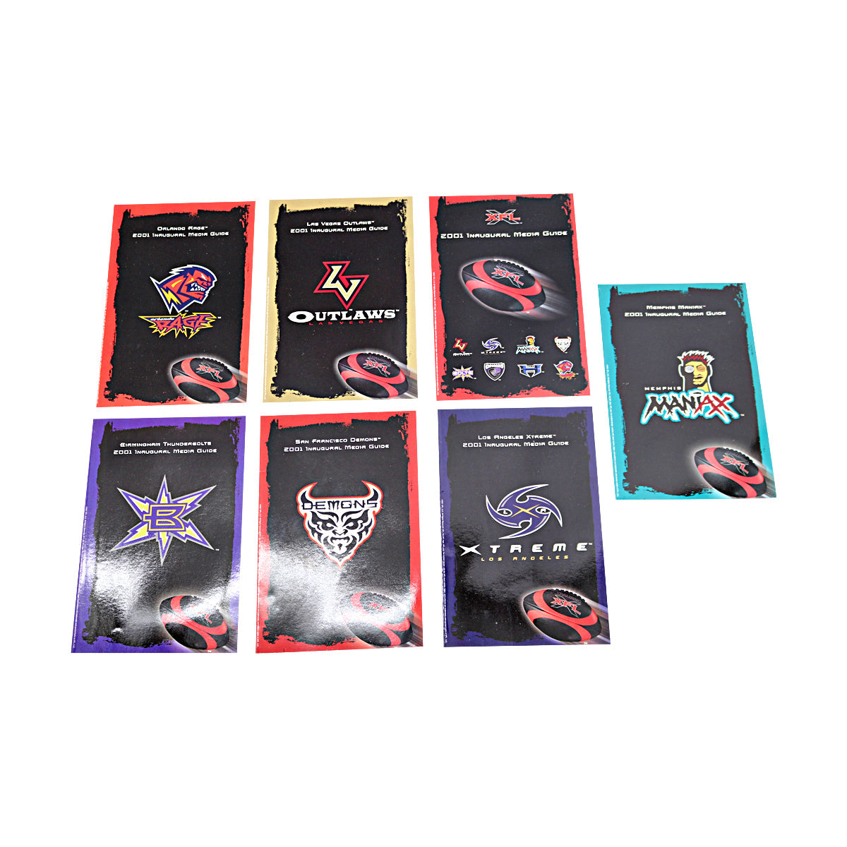 Set of 7 2001 Inaugural XFL Media Guides-Powers Sports Memorabilia