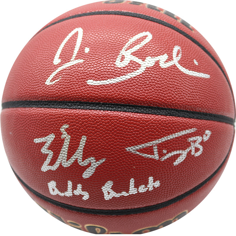 Jim Boeheim, Buddy Boeheim Inscr. "Buddy Buckets" & Jimmy Boeheim Triple Signed Wilson NCAA Replica Basketball-Powers Sports Memorabilia