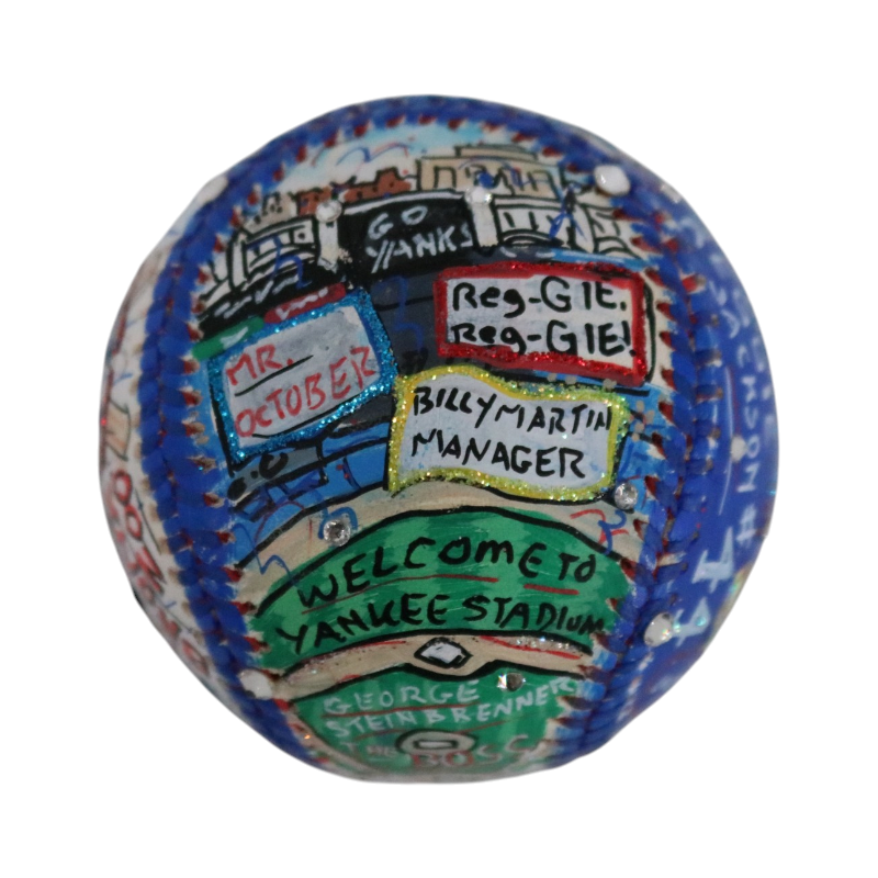 Steinbrenner Jackson Martin Yankees Signed Fazzino Pop Art Baseball (Fanatics)-Powers Sports Memorabilia
