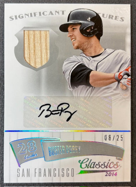 Buster Posey 2014 Panini Classics Signed Game Used Baseball Bat Significant Signatures Patch Auto Card #28 08/25-Powers Sports Memorabilia