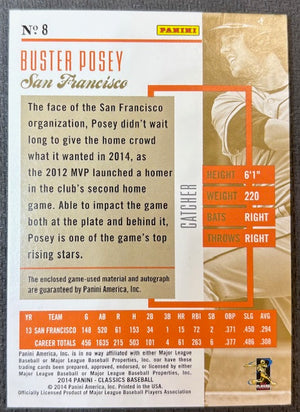 Buster Posey 2014 Panini Classics Signed Game Used Baseball Bat Significant Signatures Patch Auto Card #28 08/25-Powers Sports Memorabilia