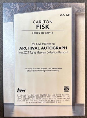 Carlton Fisk 2024 Topps Museum Collection Signed Baseball Archival Auto Card #AA-CF 04/25-Powers Sports Memorabilia