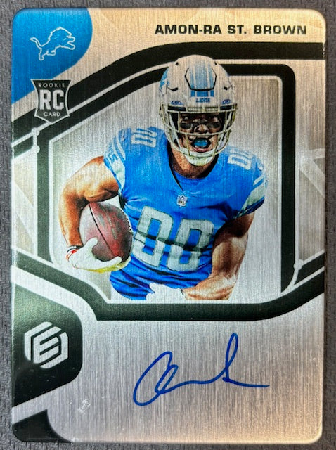 Amon Ra St Brown 2021 Panini Elements Signed Football Auto Rookie Card #152 57/199-Powers Sports Memorabilia