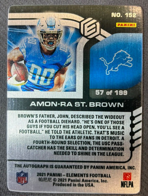 Amon Ra St Brown 2021 Panini Elements Signed Football Auto Rookie Card #152 57/199-Powers Sports Memorabilia