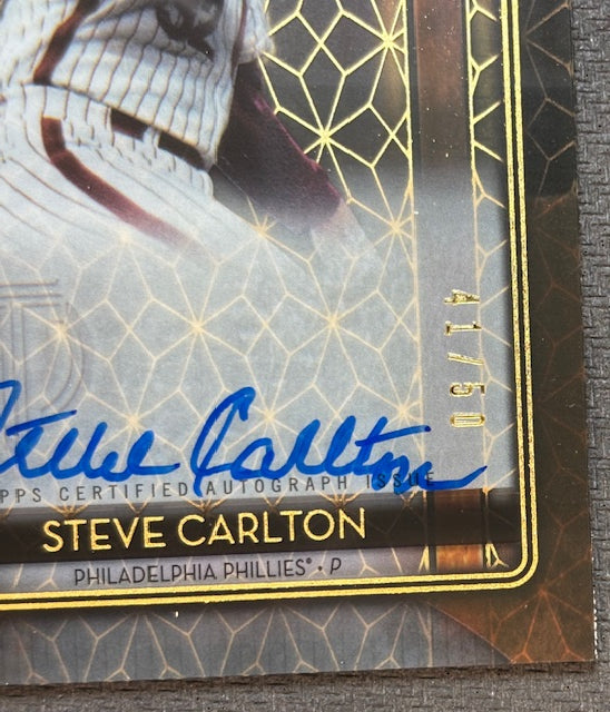 Steve Carlton 2020 Topps Tribute Iconic Perspectives Signed Baseball Auto Card #IP-SC 17/25-Powers Sports Memorabilia