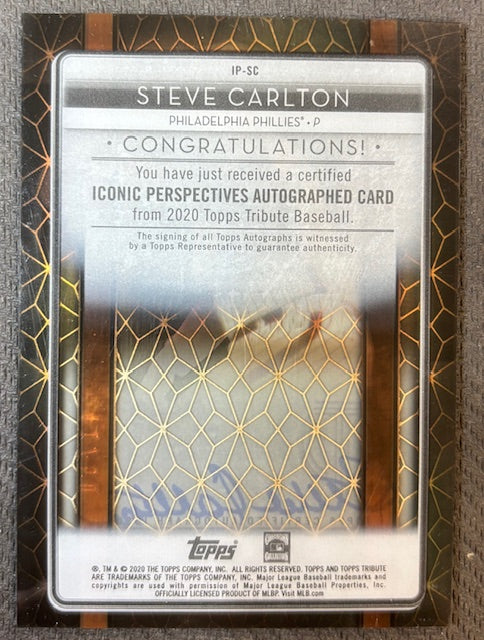 Steve Carlton 2020 Topps Tribute Iconic Perspectives Signed Baseball Auto Card #IP-SC 17/25-Powers Sports Memorabilia
