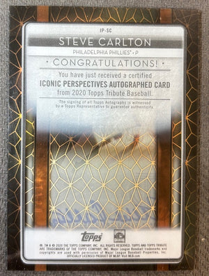 Steve Carlton 2020 Topps Tribute Iconic Perspectives Signed Baseball Auto Card #IP-SC 17/25-Powers Sports Memorabilia
