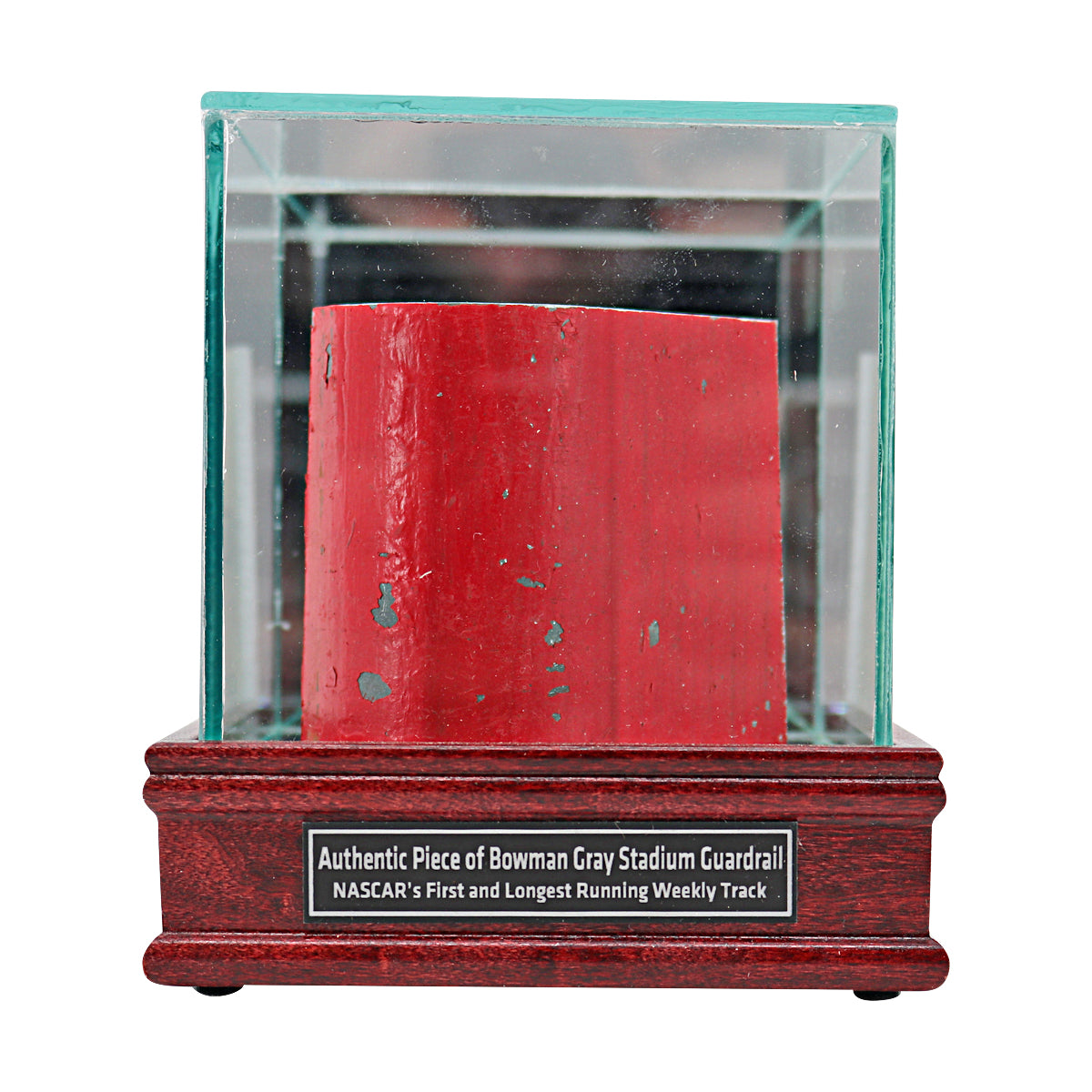 Bowman Gray Stadium Authentic Piece of Actual Guardrail in Desktop Display Case-Powers Sports Memorabilia