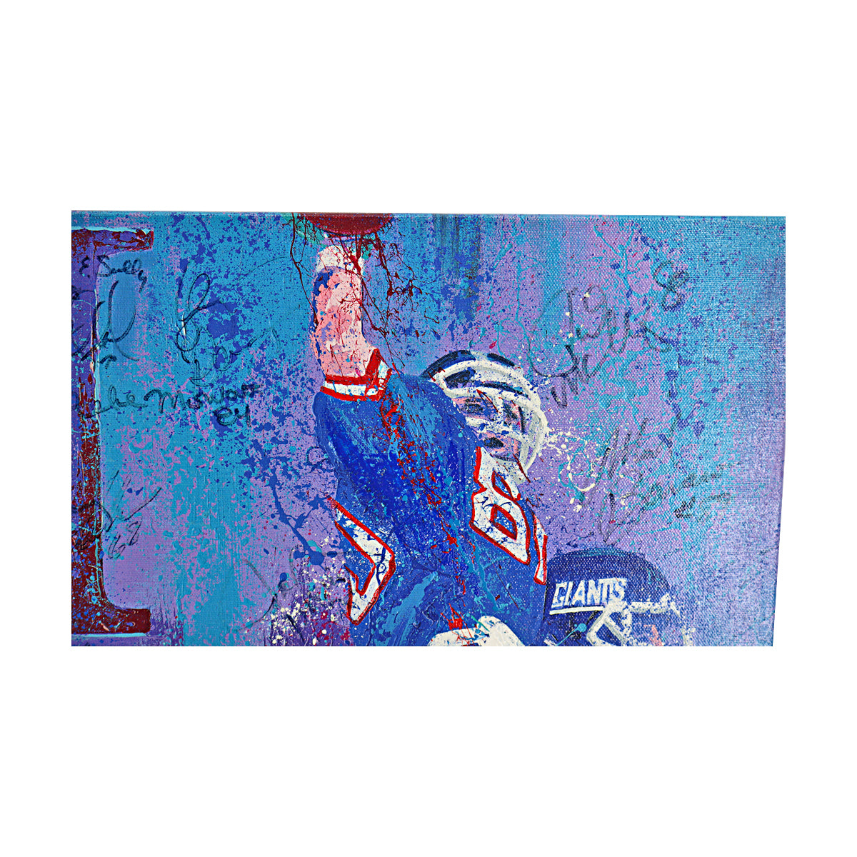 Taylor, Simms, Anderson, Banks New York Giants Multi Signed 38 Autographs Bill Lopa Artist Embellished Stretched Canvas LE 2/21 (Upper Class Collectibles COA)-Powers Sports Memorabilia