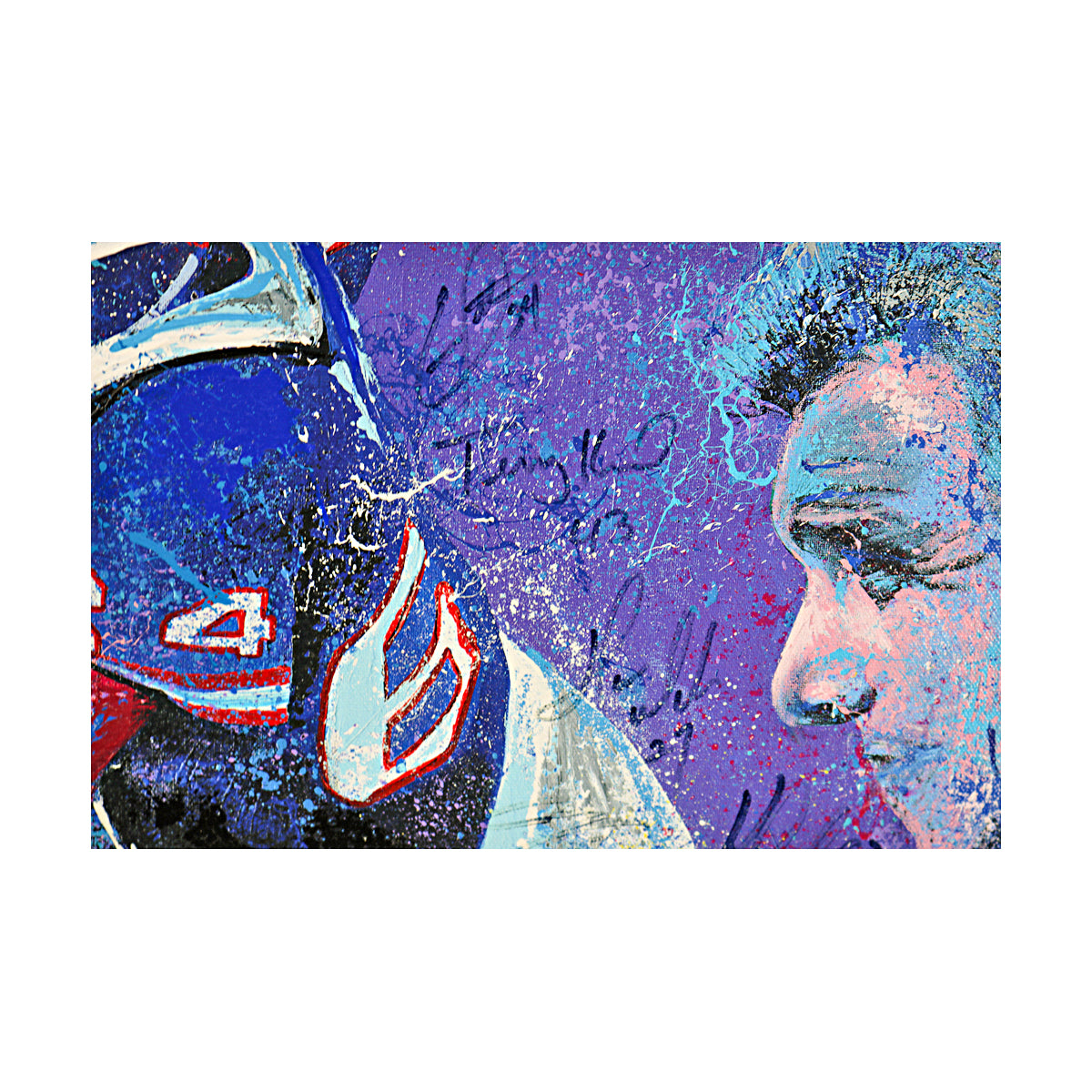 Taylor, Simms, Anderson, Banks New York Giants Multi Signed 38 Autographs Bill Lopa Artist Embellished Stretched Canvas LE 2/21 (Upper Class Collectibles COA)-Powers Sports Memorabilia
