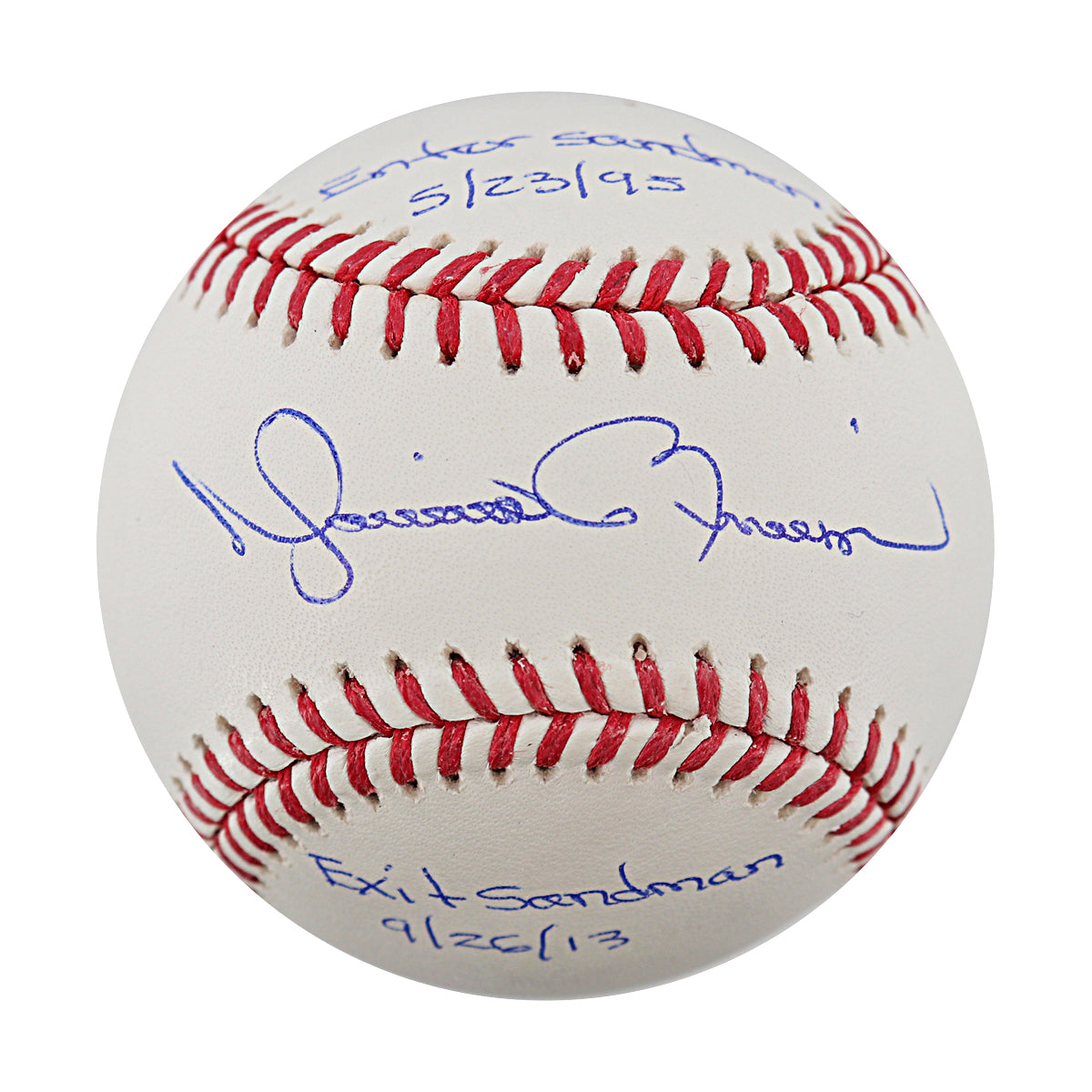 Mariano Rivera New York Yankees Signed Inscribed "Enter Sandman 5/23/95, Exit Sandman 9/26/13" OMLB Baseball-Powers Sports Memorabilia