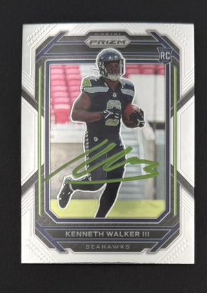 Kenneth Walker III 2022 Panini Prizm Seattle Seahawks Signed Football RC Rookie Card #318 Beckett Authenticated BV44690-Powers Sports Memorabilia