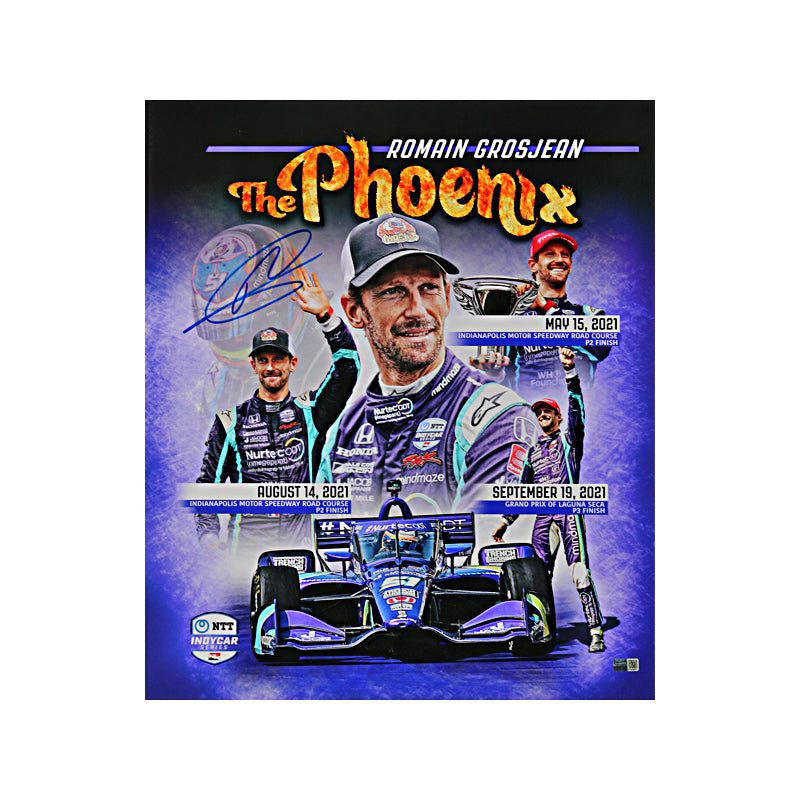 Romain Grosjean "The Phoenix" Signed 16x19 Photo-Powers Sports Memorabilia
