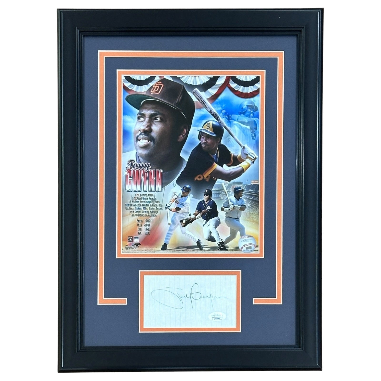 Autographed Tony Gwynn San Diego Padres Signature Series Frame - JSA-Powers Sports Memorabilia
