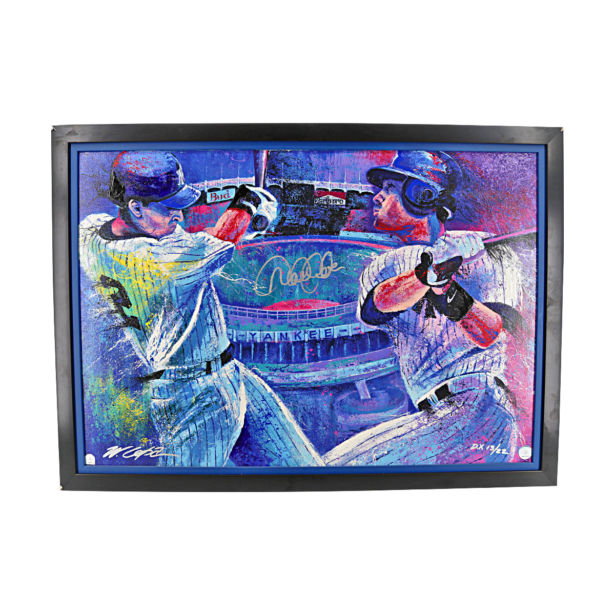 Derek Jeter New York Yankees Signed Bill Lopa Artist Embellished Framed Canvas (MLB Auth #MT00511843)-Powers Sports Memorabilia