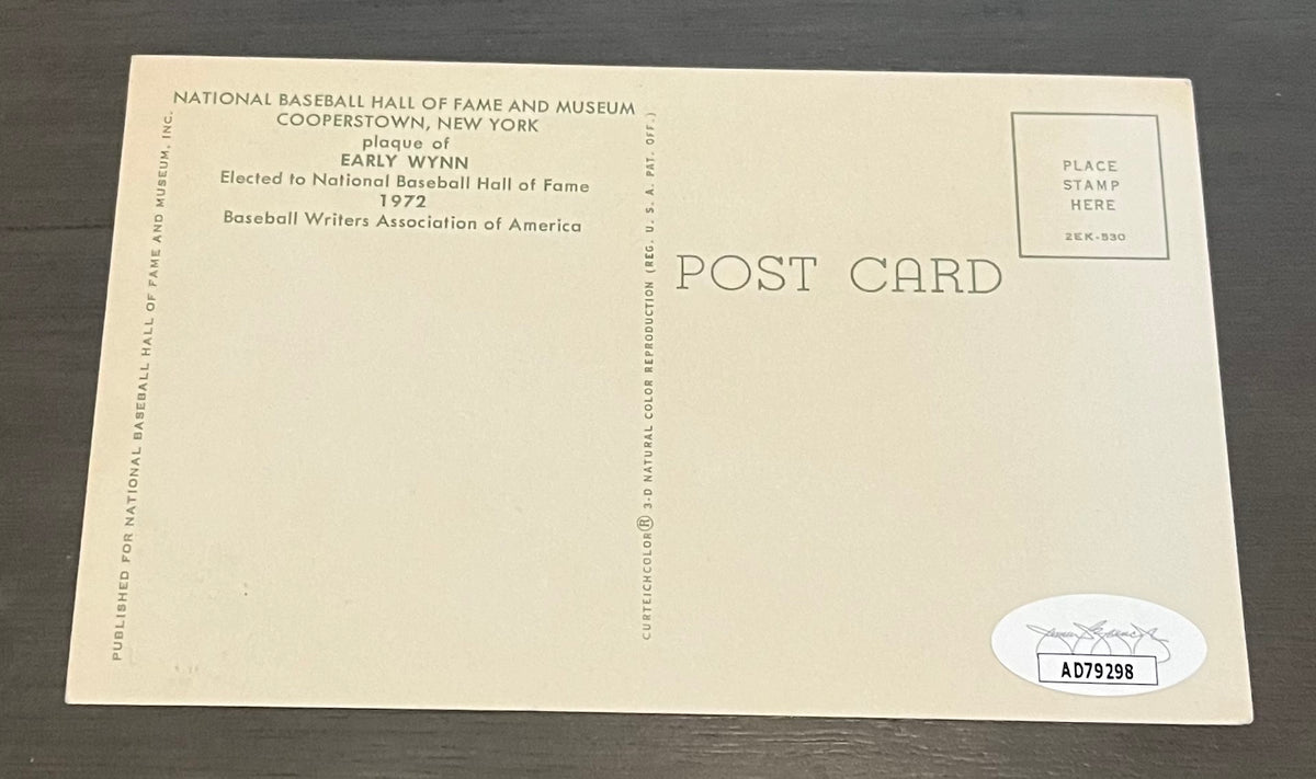 Early &quot;Gus&quot; Wynn Autographed Hall of Fame HOF Signed Baseball Postcard JSA COA