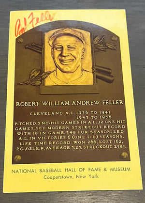 Robert "Bob" William Andrew Feller Autographed Hall of Fame HOF Signed Baseball Postcard JSA COA-Powers Sports Memorabilia