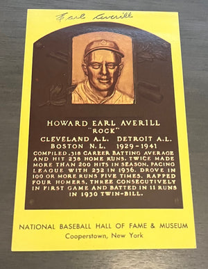 Howard Earl Averill "Rock" Autographed Hall of Fame HOF Signed Baseball Postcard JSA COA