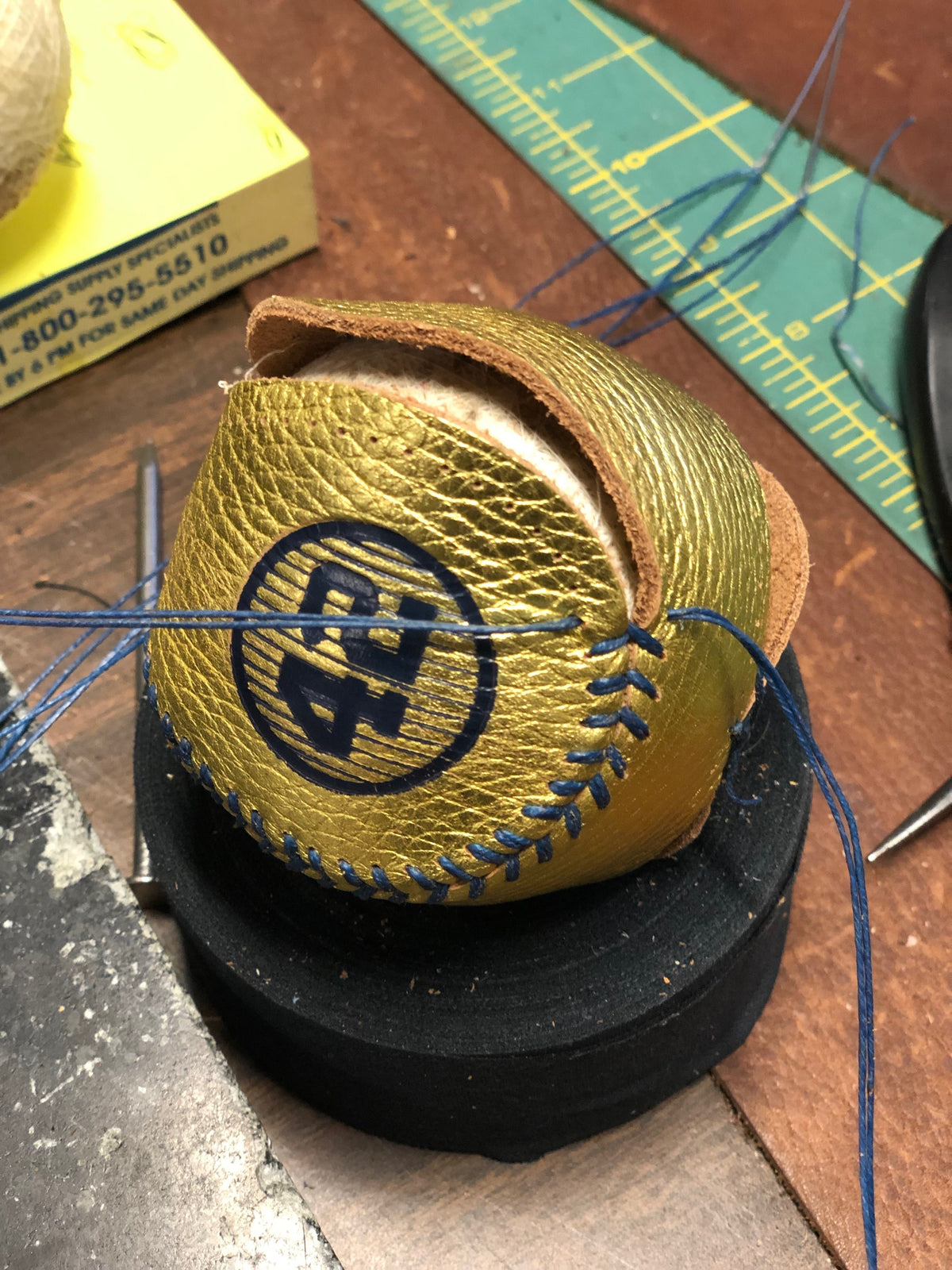 Mariano Rivera New York Yankees Signed Inscribed Hand Stitched Gold Baseball LE of 42-Powers Sports Memorabilia