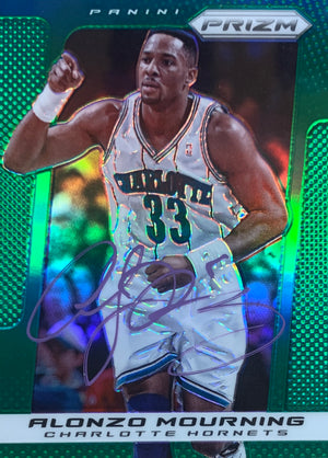 Alonzo Mourning Autographed 2013 Panini Green Prizm Signed Basketball Card #244 Auto JSA COA-Powers Sports Memorabilia