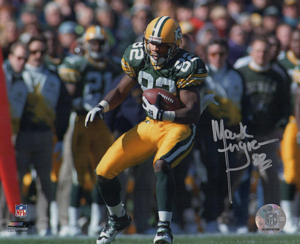 Mark Ingram Autographed Green Bay Packers Green Jersey Action 8x10 Photo-Powers Sports Memorabilia