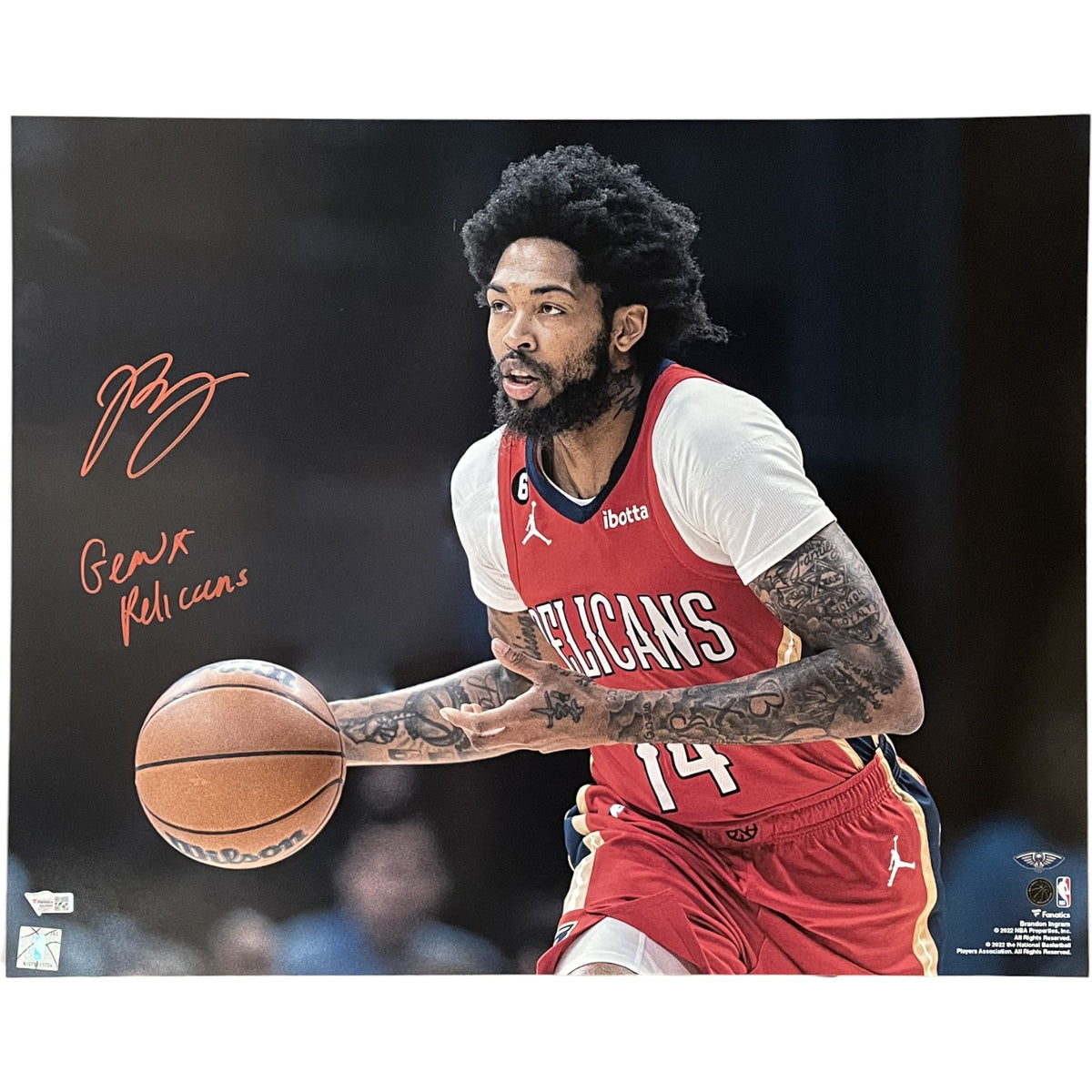 Brandon Ingram New Orleans Pelicans Signed 16x20 Photo - Insc. FAN-Powers Sports Memorabilia