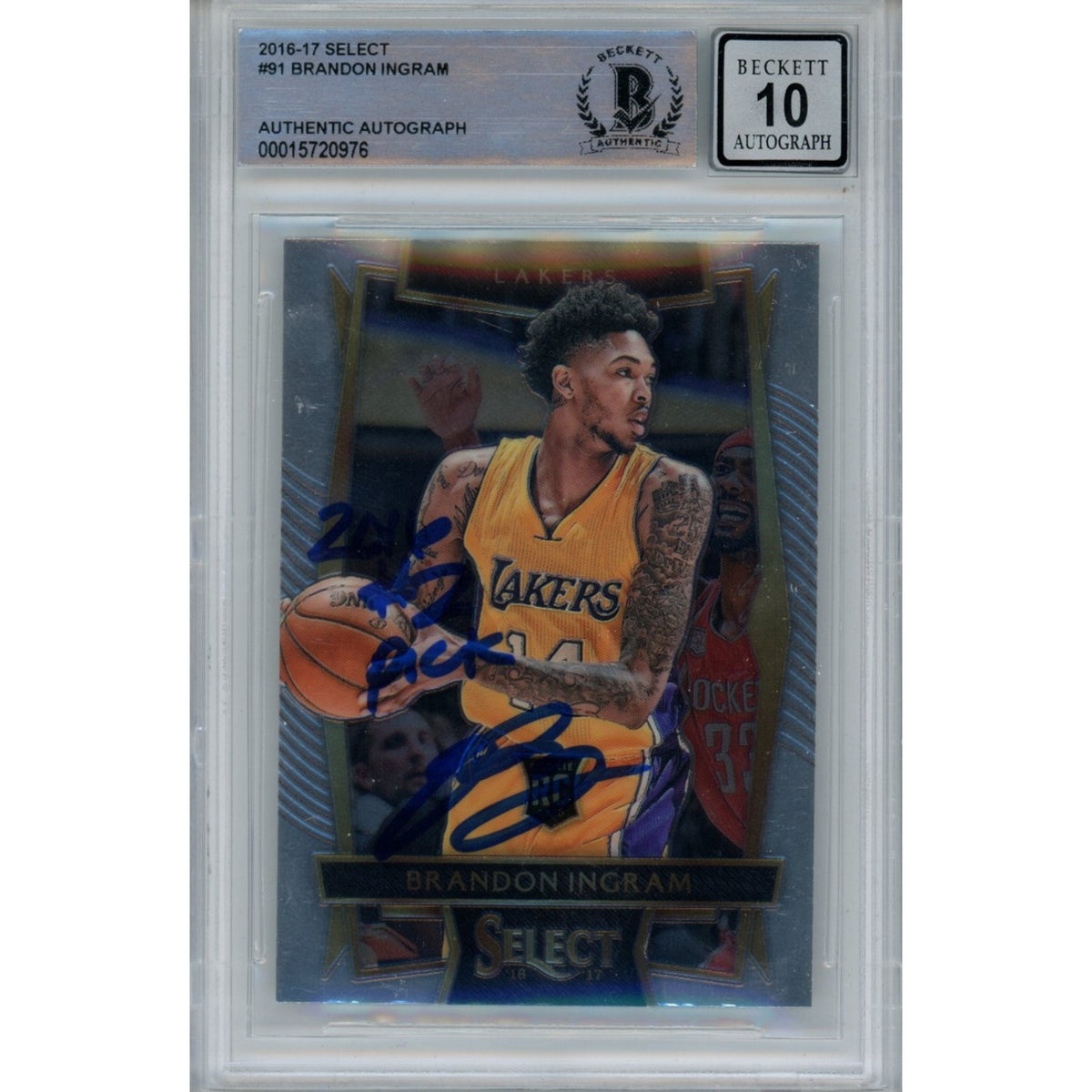 Brandon Ingram Los Angeles Lakers Signed Card - 2016 Select #91 no. 2 pick Beckett Beckett-Powers Sports Memorabilia