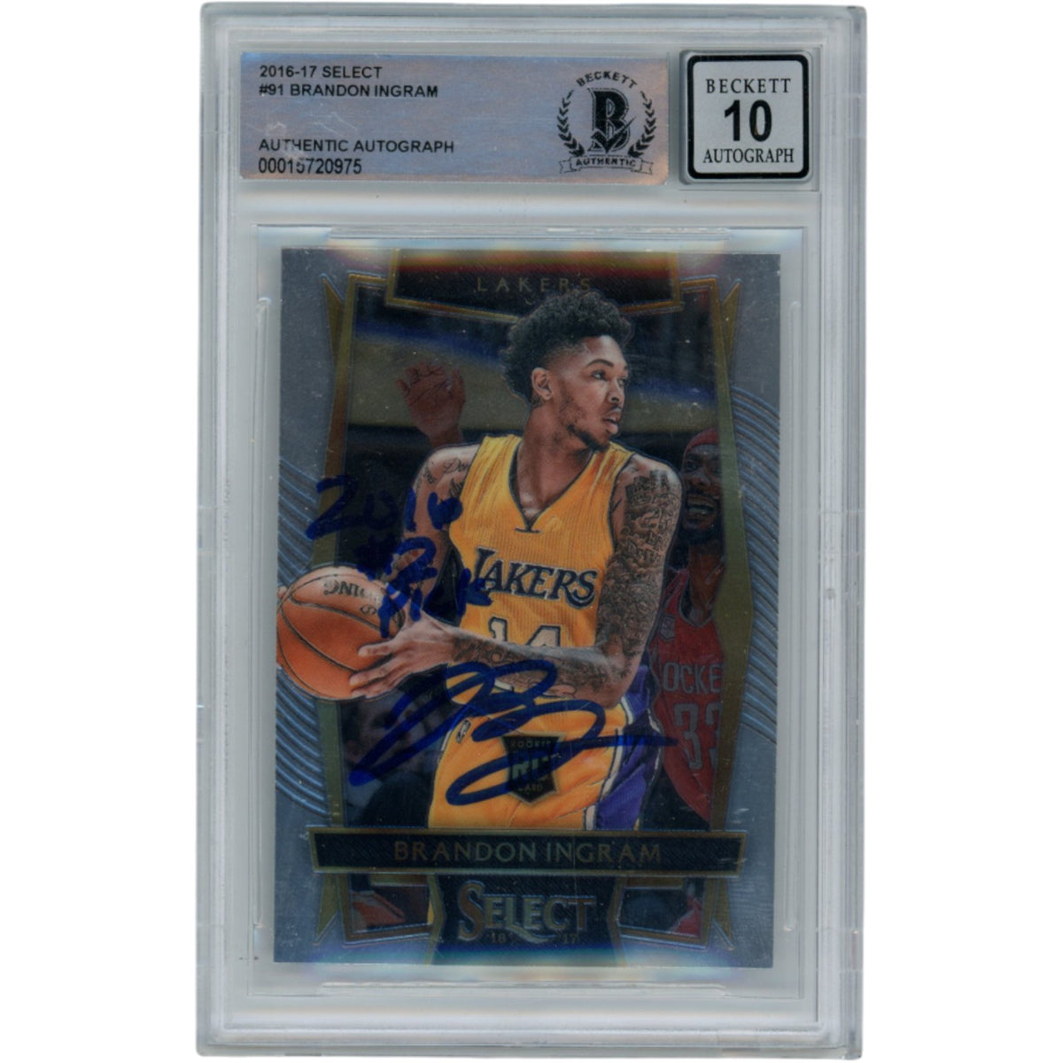 Brandon Ingram New Orleans Pelicans Signed Card - 2016 Select #91 w#2 Pick Slabbed Beckett Beckett-Powers Sports Memorabilia