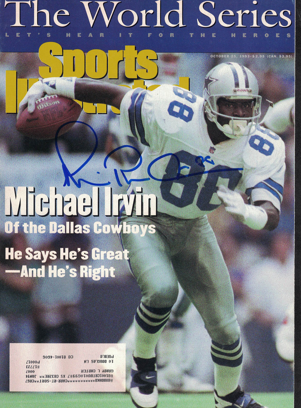 Michael Irvin 10/25/1993 Signed Sports Illustrated Magazine Beckett-Powers Sports Memorabilia