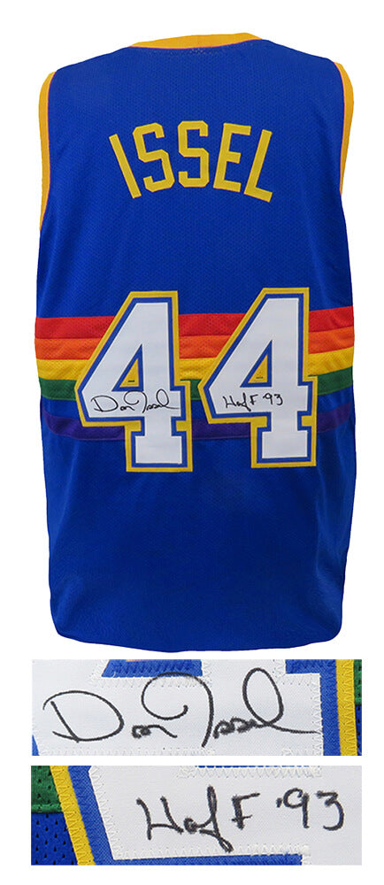 Dan Issel Autographed Blue Throwback Custom Basketball Jersey with HOF'93-Powers Sports Memorabilia