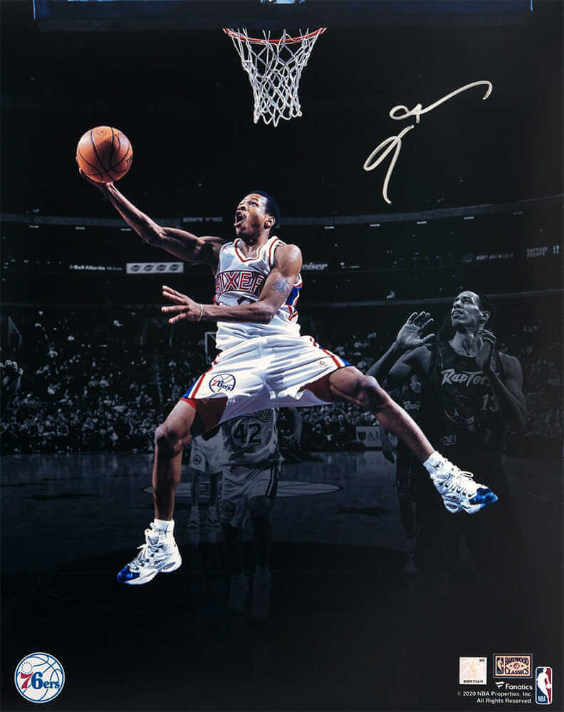 Allen Iverson Autographed Philadelphia 76ers Spotlight Lay Up 16x20 Photo-Powers Sports Memorabilia