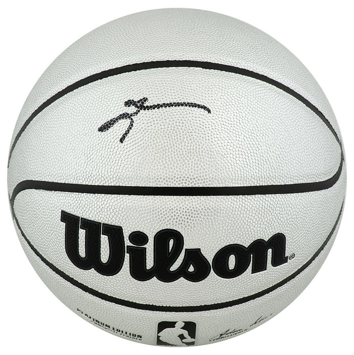 Allen Iverson Autographed Wilson Platinum Full Size NBA Basketball-Powers Sports Memorabilia