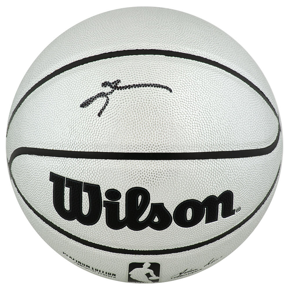Allen Iverson Autographed Wilson Platinum Full Size NBA Basketball-Powers Sports Memorabilia