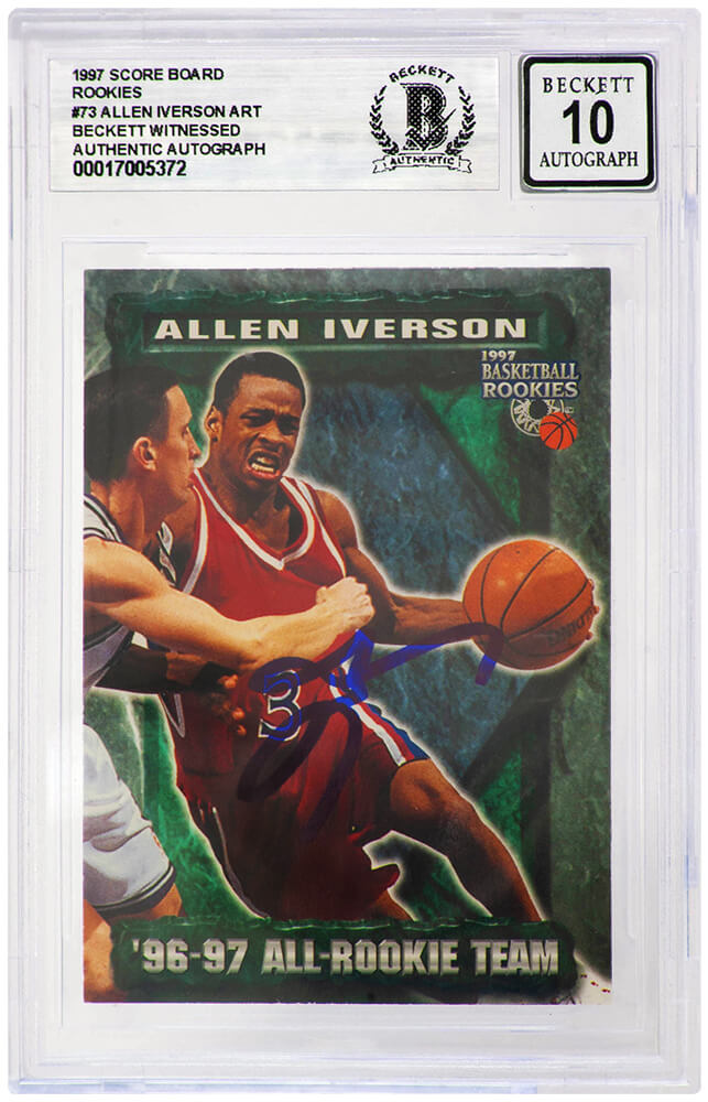 Allen Iverson Philadelphia 76ers Autographed 1997 Score Board Rookie-Powers Sports Memorabilia