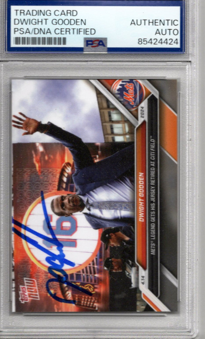 Dwight Doc Gooden Signed New York Mets 2024 Topps NOW Jersey Retired Card PSA 85424424-Powers Sports Memorabilia