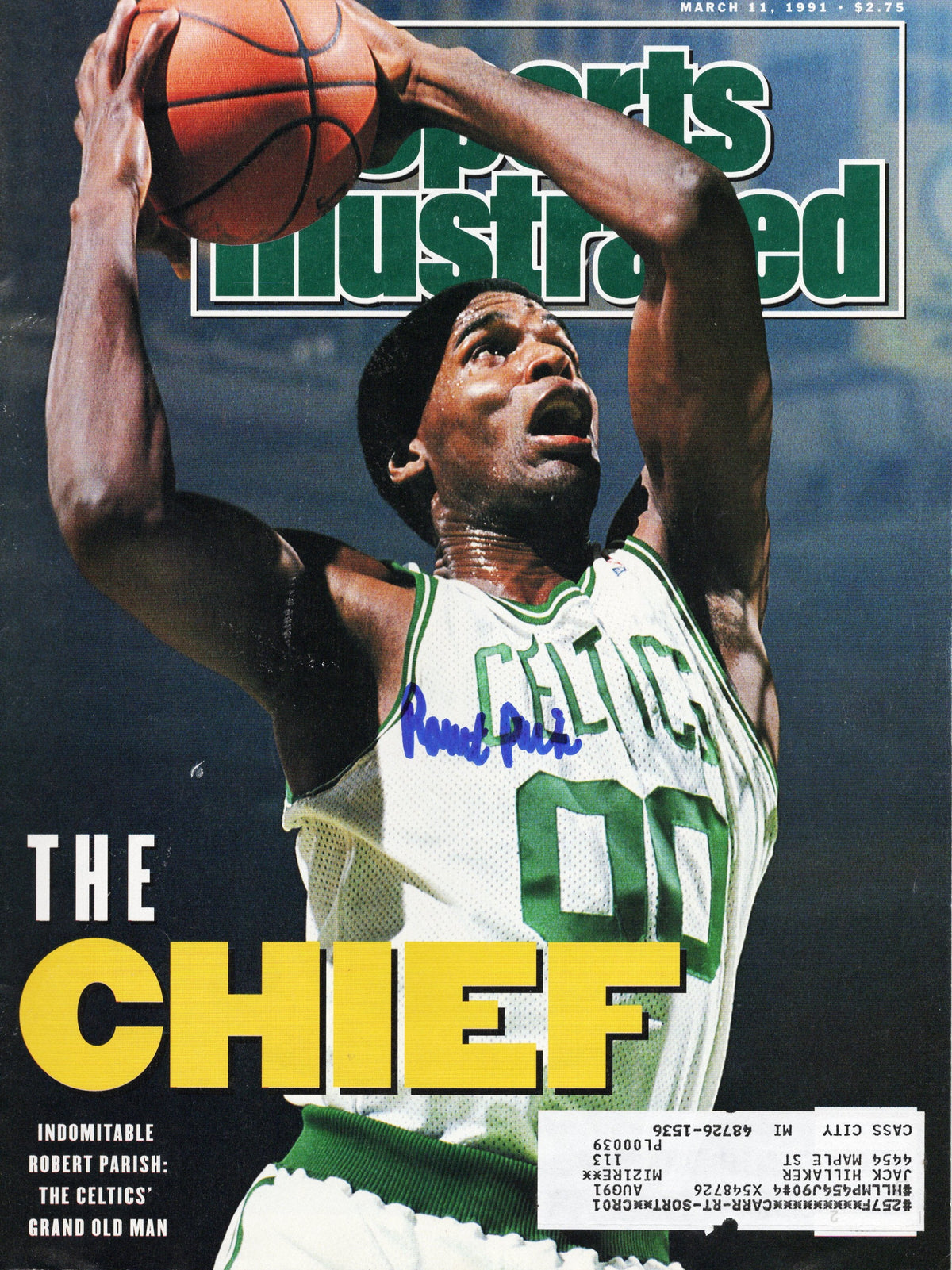 Robert Parish Signed Boston Celtics The Chief Sports Illustrated 3/11/91 Beckett-Powers Sports Memorabilia