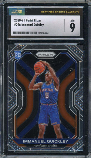 Immanuel Quickley 2020 Panini Prizm Basketball Rookie Card RC #296 Graded CSG 9-Powers Sports Memorabilia