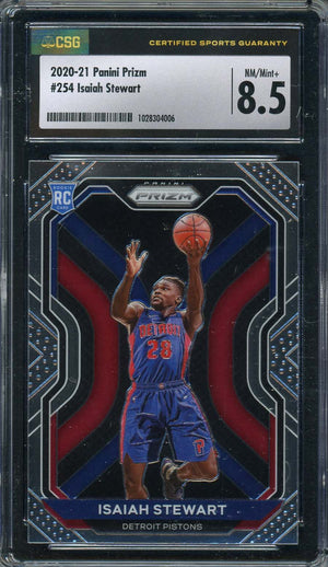 Isiah Stewart 2020 Panini Prizm Basketball Rookie Card RC #254 Graded CSG 8.5-Powers Sports Memorabilia