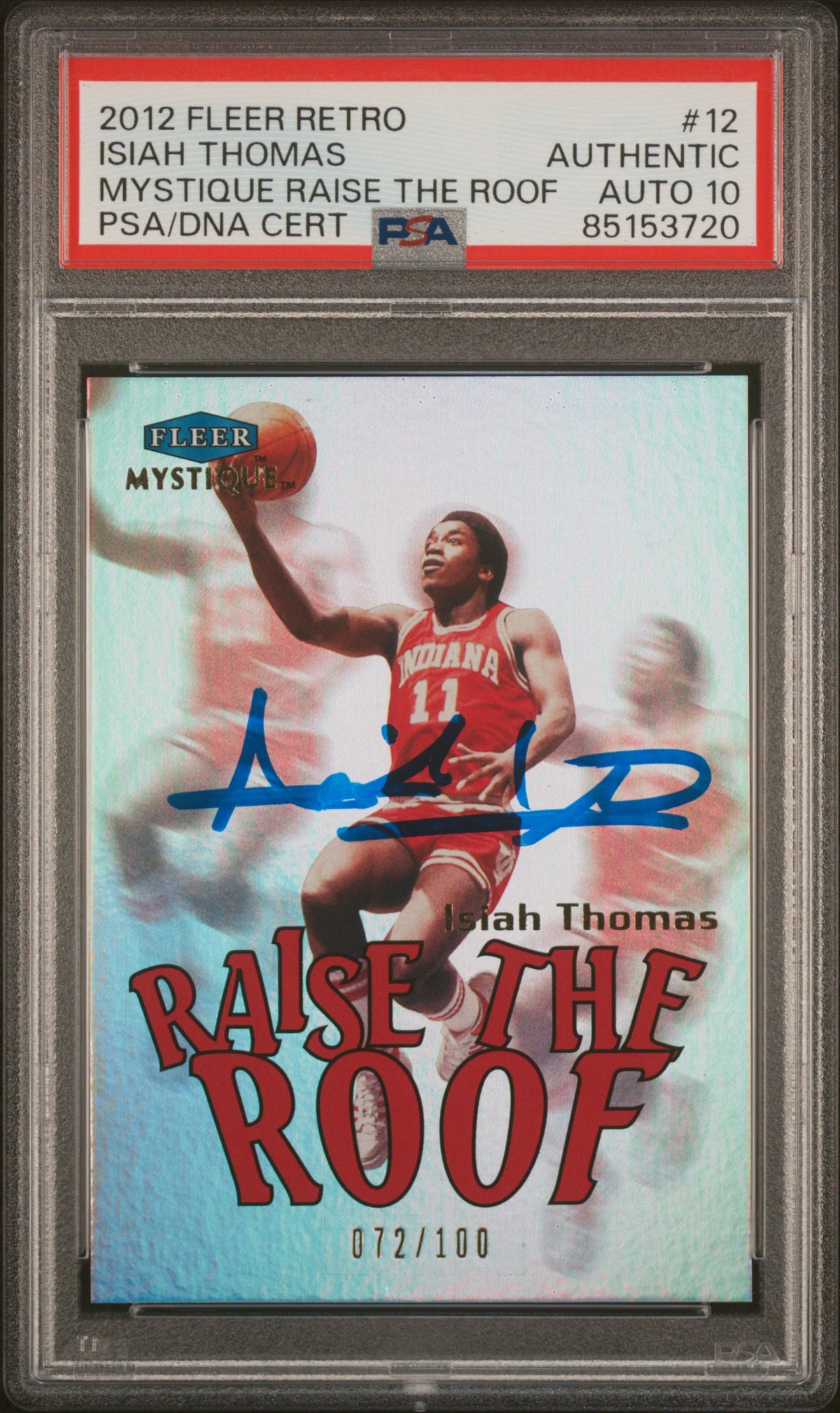 Isiah Thomas 2012 Fleer Retro Raise the Roof Card #12 Auto Graded PSA 10 72/100-Powers Sports Memorabilia