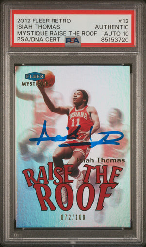 Isiah Thomas 2012 Fleer Retro Raise the Roof Card #12 Auto Graded PSA 10 72/100-Powers Sports Memorabilia