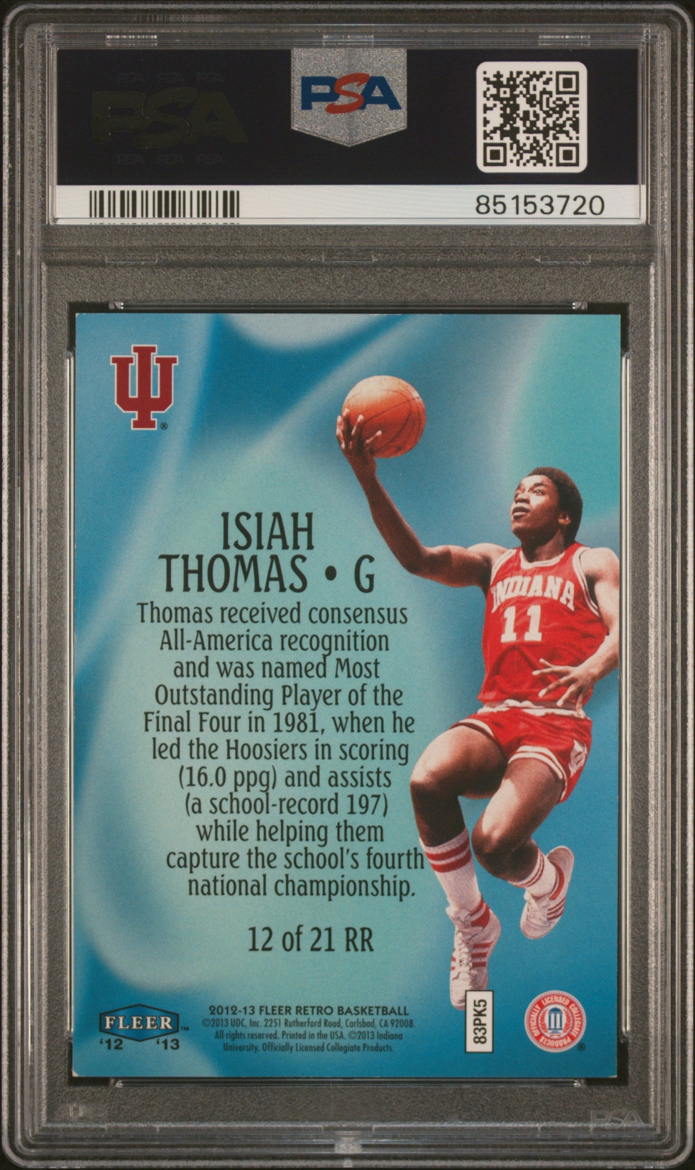 Isiah Thomas 2012 Fleer Retro Raise the Roof Card #12 Auto Graded PSA 10 72/100-Powers Sports Memorabilia