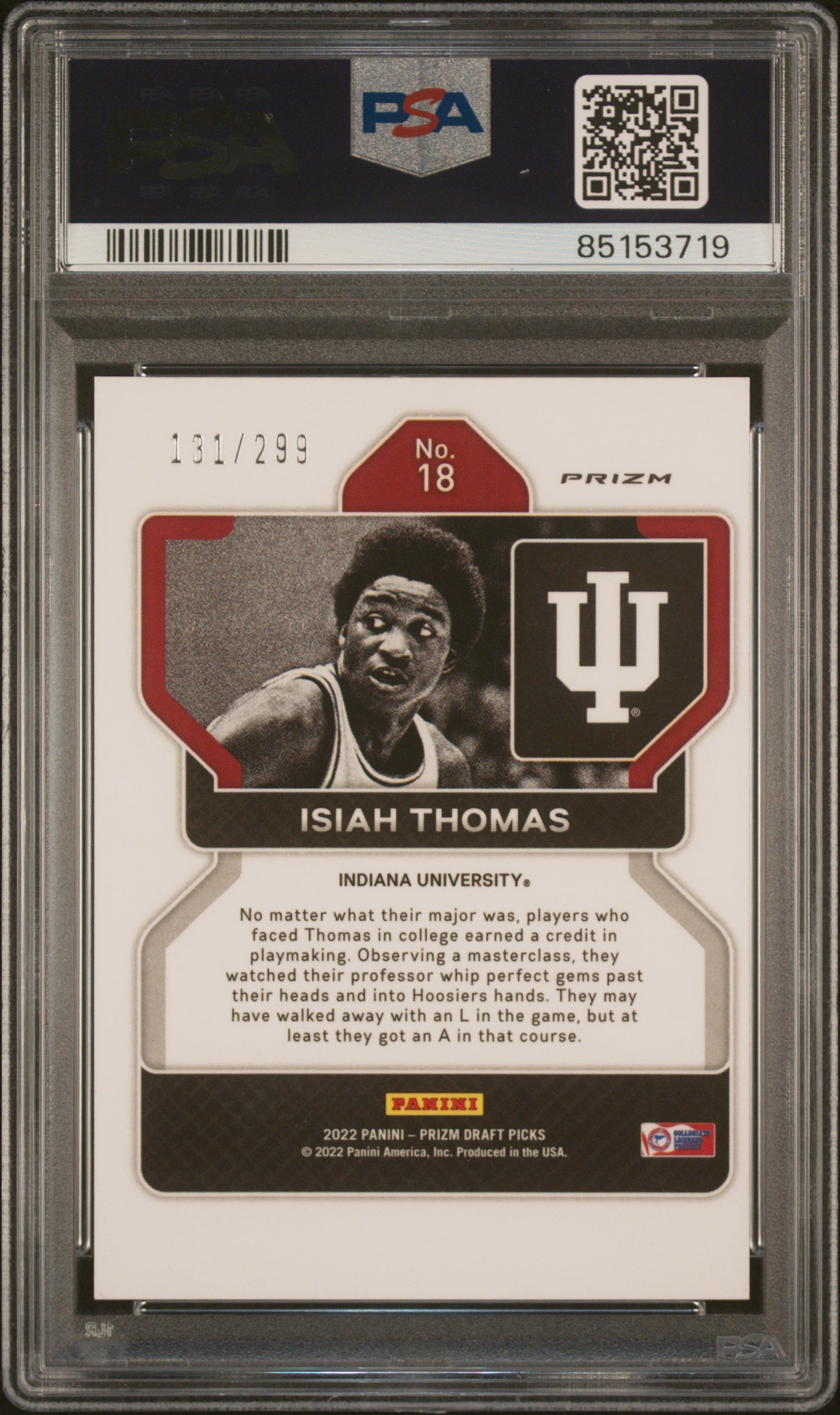 Isiah Thomas 2022 Panini Prizm DP Red Signed Card #18 Auto Graded PSA 10 131/299-Powers Sports Memorabilia
