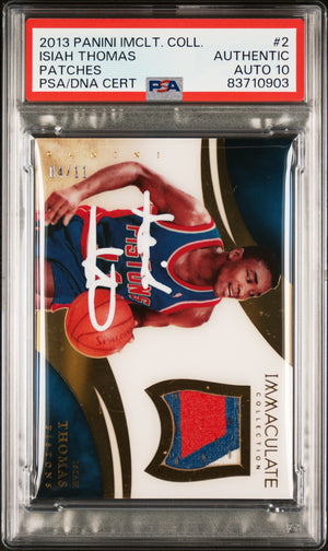 Isiah Thomas 2013 Panini Immaculate Patches Card #2 Auto Graded PSA 10 4/11-Powers Sports Memorabilia