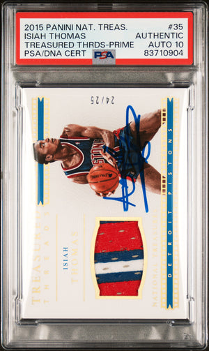 Isiah Thomas 2015 Panini National Treasures Card #35 Auto Graded PSA 10 24/25-Powers Sports Memorabilia