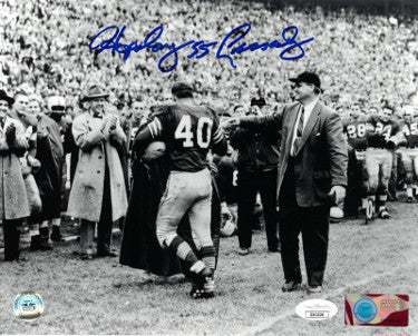 Howard "Hopalong" Cassady Autographed Ohio State Buckeyes Last Game 8x10 B&W Photo 55- JSA- w/ Woody Hayes (Heisman)-Powers Sports Memorabilia