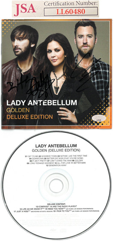 Lady Antebellum Band (Lady A) 2013 Golden Deluxe Edition Album Cover w/ CD & Case-JSA- Hillary Scott/Charles Kelley/Dave Haywood-Powers Sports Memorabilia