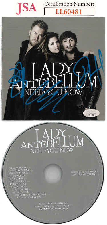 Lady Antebellum Band 2010 Need You Now Album Cover w/ CD & Case-JSA - Hillary Scott/Charles Kelley/Dave Haywood-Powers Sports Memorabilia
