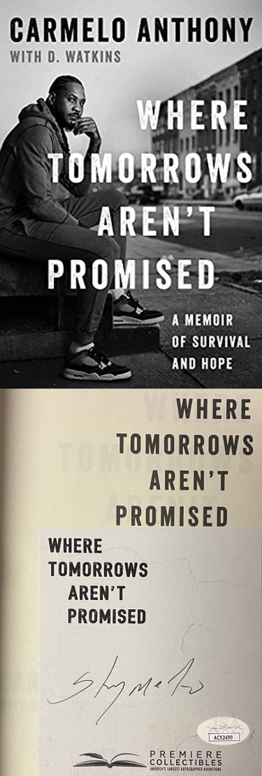 Carmelo Anthony Autographed 2021 Where Tomorrows Aren?ÇÖt Promised: A Memoir of Survival and Hope Hardcover Bookplated Edition- JSA-Powers Sports Memorabilia